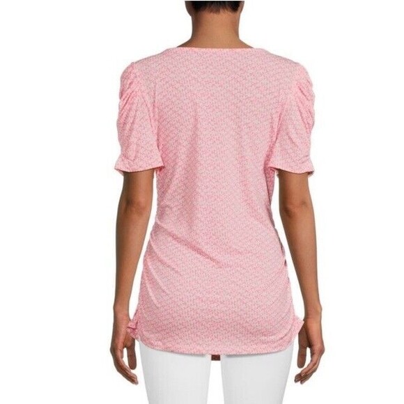 DKNY Printed Ruched Top Size Small - Picture 2 of 14